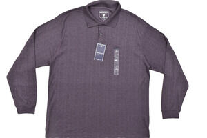 Architect XXL Men's Long Sleeve Luxury Textured Polo Shirt Night Shade Heather N